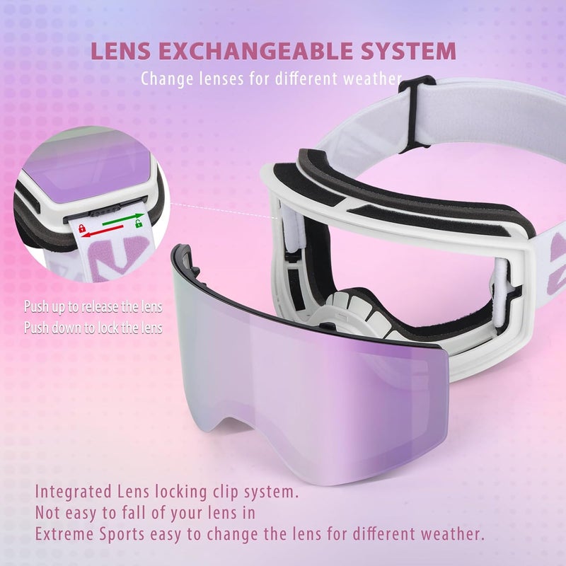 EXP VISION Ski/Snowboard Goggles Parent-child Snow Goggles Over Glasses for Men, Women Youth Kids - Image 4